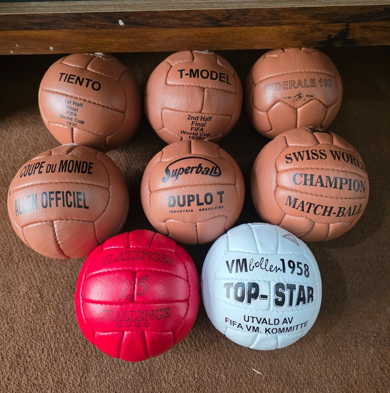 Historical Mini Balls Set 8 Pcs FIFA World Cup 1930 to 1966 100% Leather Size 1