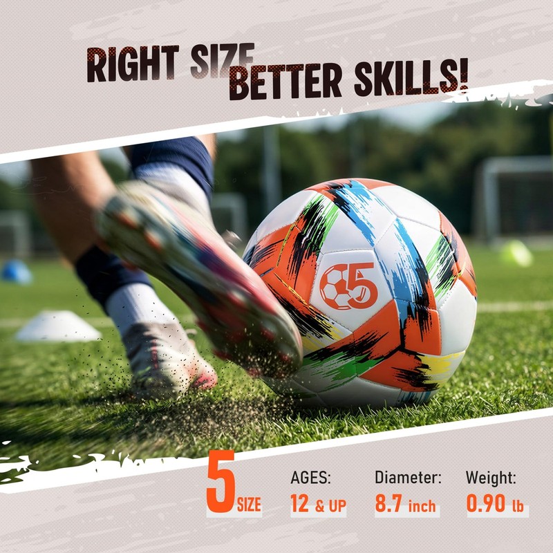 Soccer Size 5 Size 4 Size 3 Deflated - Bright Tri-Color Practice for Boys and... gallery
