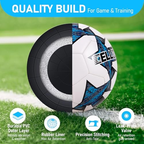 Soccer Ball Size 4,Official Training Soccer Ball Deflated Size 5 Blue and White gallery