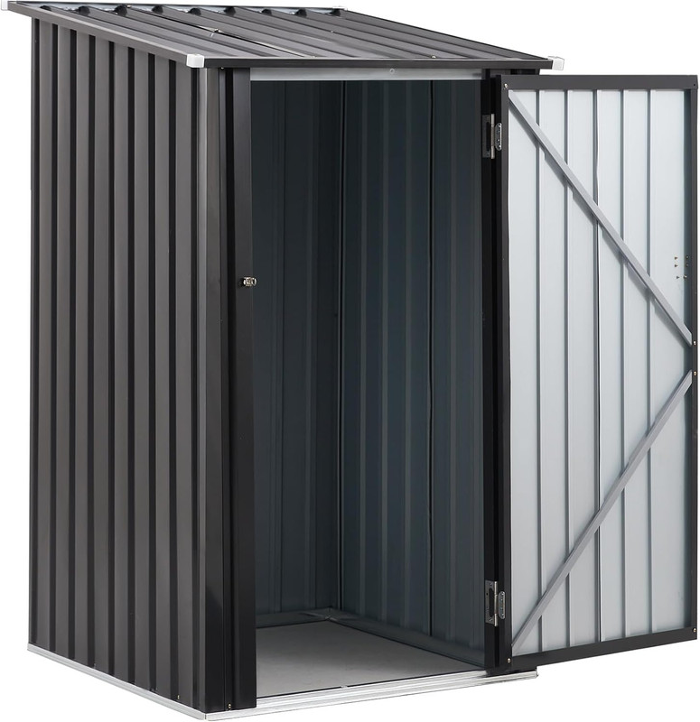 Durable 3x3 FT Metal Outdoor Storage Shed with Lockable Door - Dark Gray gallery