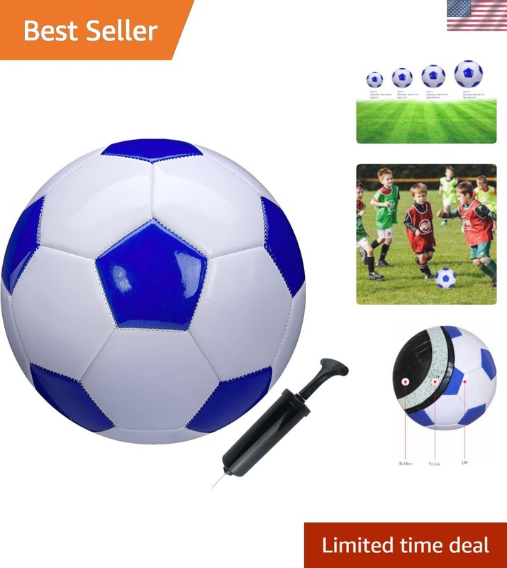 Soccer Ball Size 2,3,4,5 White Blue Outdoor and Indoor School Sports Activity…