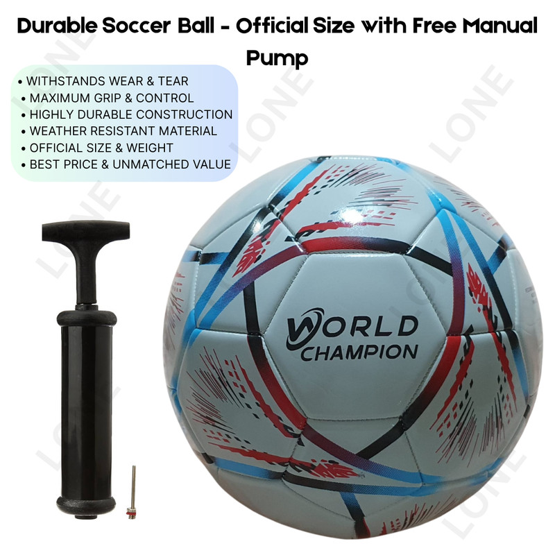 Size 5 Soccer Ball for Training Match Play – Durable PU Football with Pump