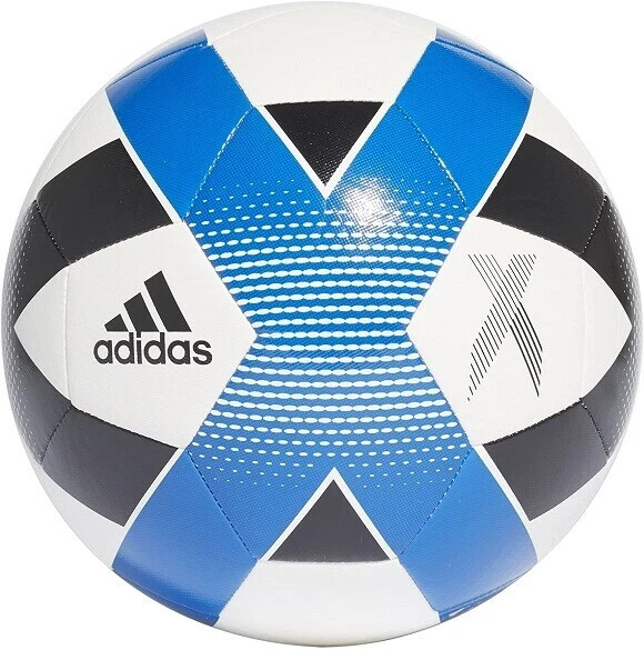ADIDAS X GLIDER SOCCER BALL SIZE 4, WHITE/BLUE/BLACK *DISTRESSED PKG