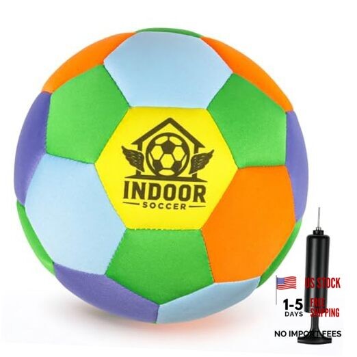 Indoor Soccer Ball Size 4, Silent Soft Foam Soccer Ball for Indoor Rainbow