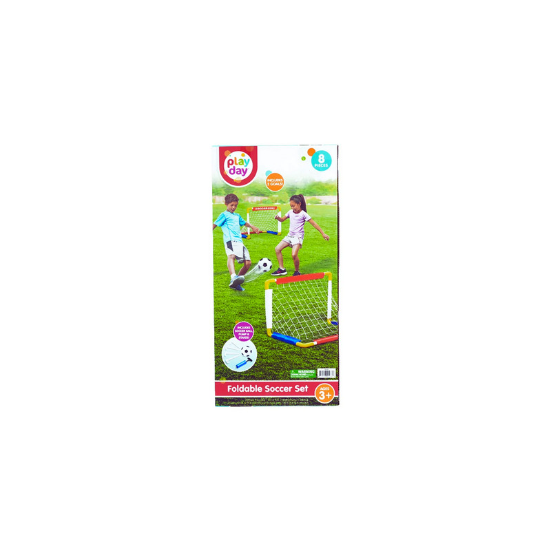 Play Day Foldable Soccer Set - 2 Folding Goals, Ball, Pump & Stakes - Ages 3+ NE gallery