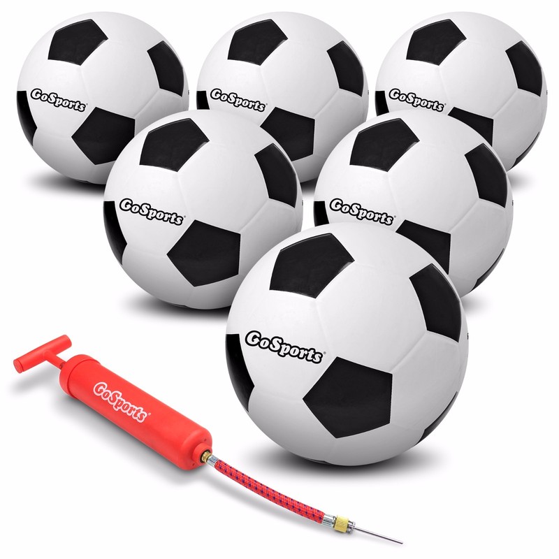GoSports Rubber Soccerballs - 6 Pack of Size 5 Balls with Pump & Carrying Bag