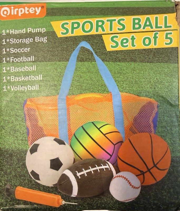 Balls Set for Kids with Bag Includes Football Soccer Basketball Baseball Volleyb gallery