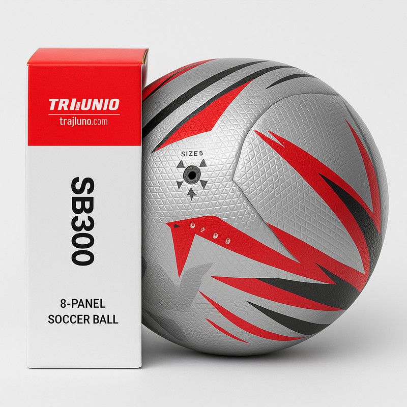LOTTOSPORT SB300 Soccer Ball – Size 5 – 8-Panel Design Red/Gray