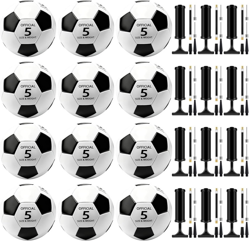 Deflated Soccer Balls Size 5 Bulk with Pumps, Operation Christmas Bulk Items for