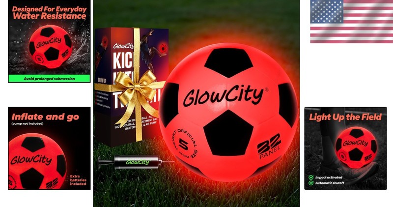 Impact Activated Glow Soccer Ball - Light Up Sizes 3, 4, 5 for Ages 6-14 gallery