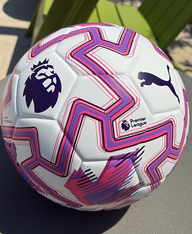 PUMA Orbita Match PL Brilliance Premier League Soccer Ball Size 5 White/Pink