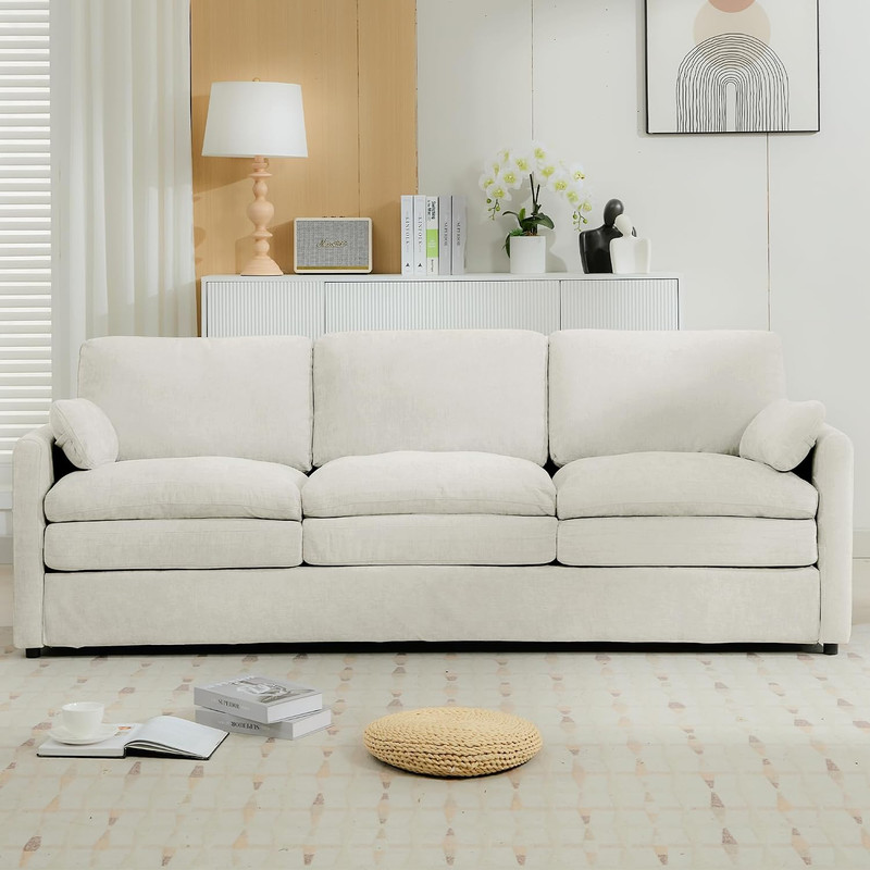 89" Modular Sectional Sofa - Comfy Cloud Couch with Removable Cushions, Beige gallery