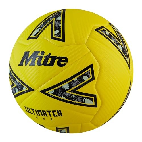 Mitre Ultimatch One Soccer Ball Size 5 Yellow Black Gray Durable Match Play gallery