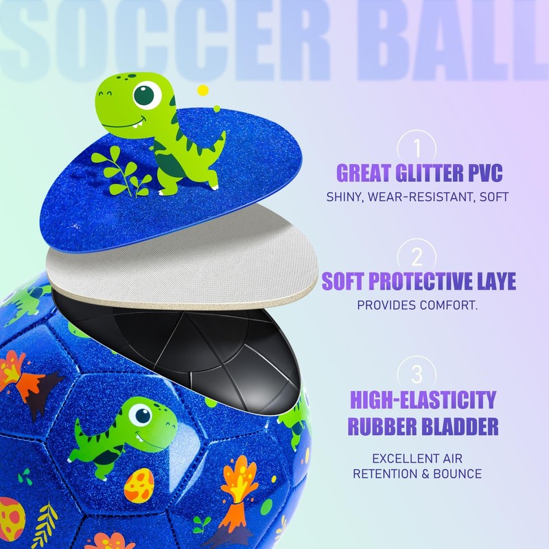 INPODAK Soccer Ball Size 3 Size 2 for Toddlers Kids 1-3 3-8, 1 or 2 Pack Cart... gallery