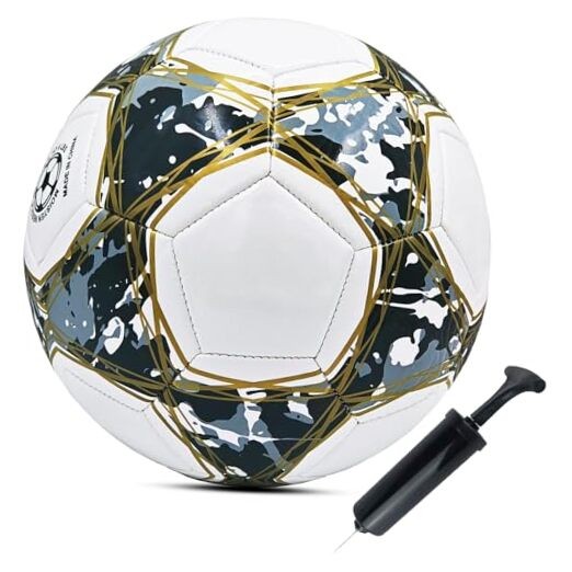 Soccer Ball 4 5 Practice Training Boys Girls Gift Thicker Leather Black Size 3