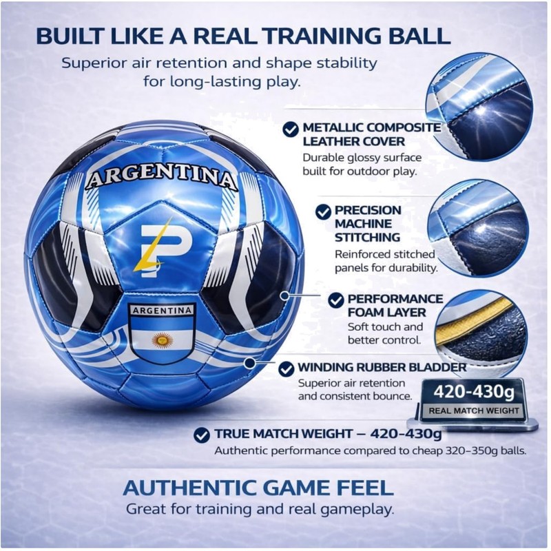 Metallic Soccer Ball for Training: 30+ Country Designs