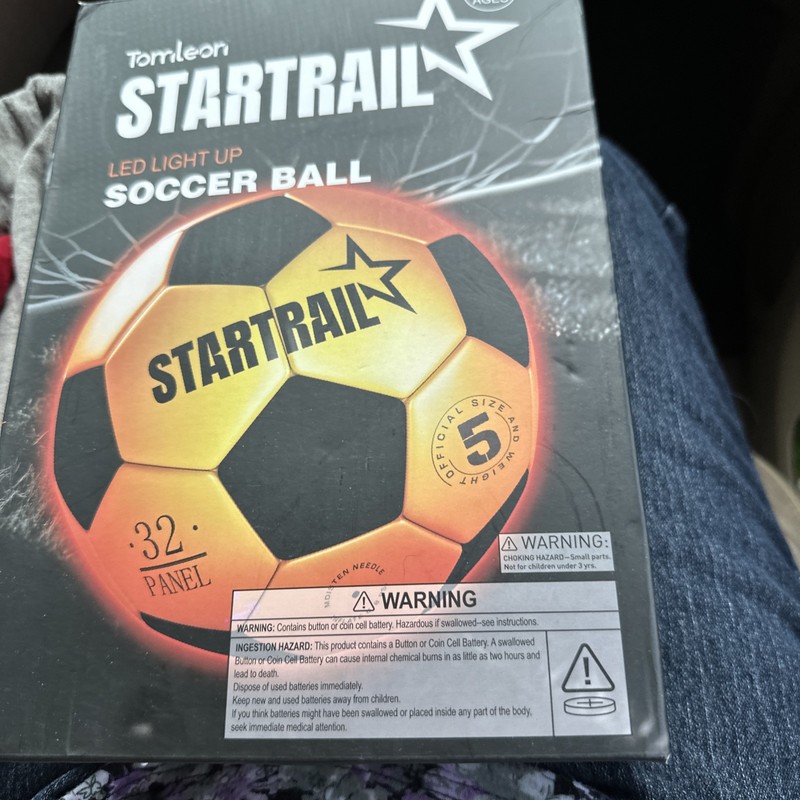 Tomleon Startrail LED Light Up Soccer Ball Size 5 Pump 32 Panel Kids Outdoor