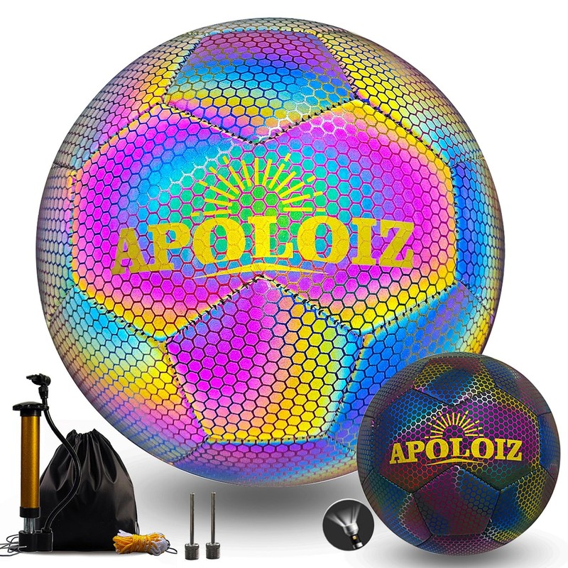 Luminous Football Reflective Size 4 & 5, Holographic Football Light Up…