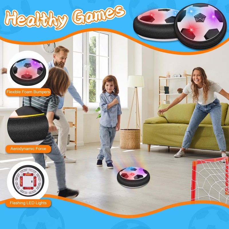 Nazano LED Hover Soccer Ball Set w/ 2 Goals - Indoor Game for Kids Ages 3-12 gallery