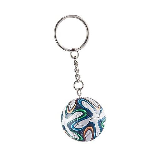 KCKEYS Geometric Soccer Ball Keychain, Black and Silver Football World G_qxgd