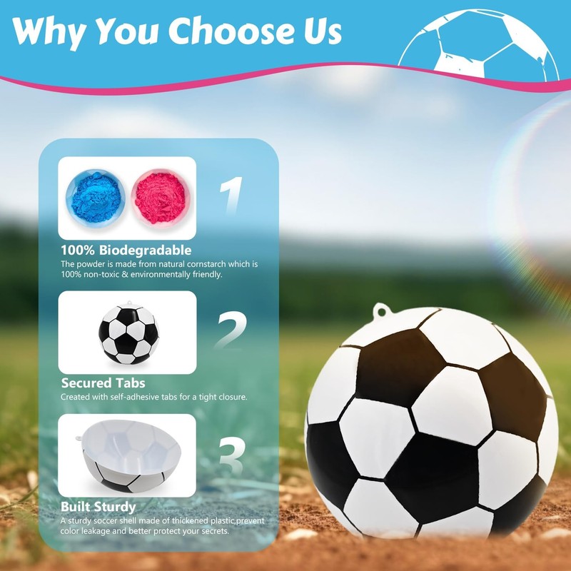 Gender Reveal Soccer Ball Kit Exploding Powder Balls for Baby Showers gallery