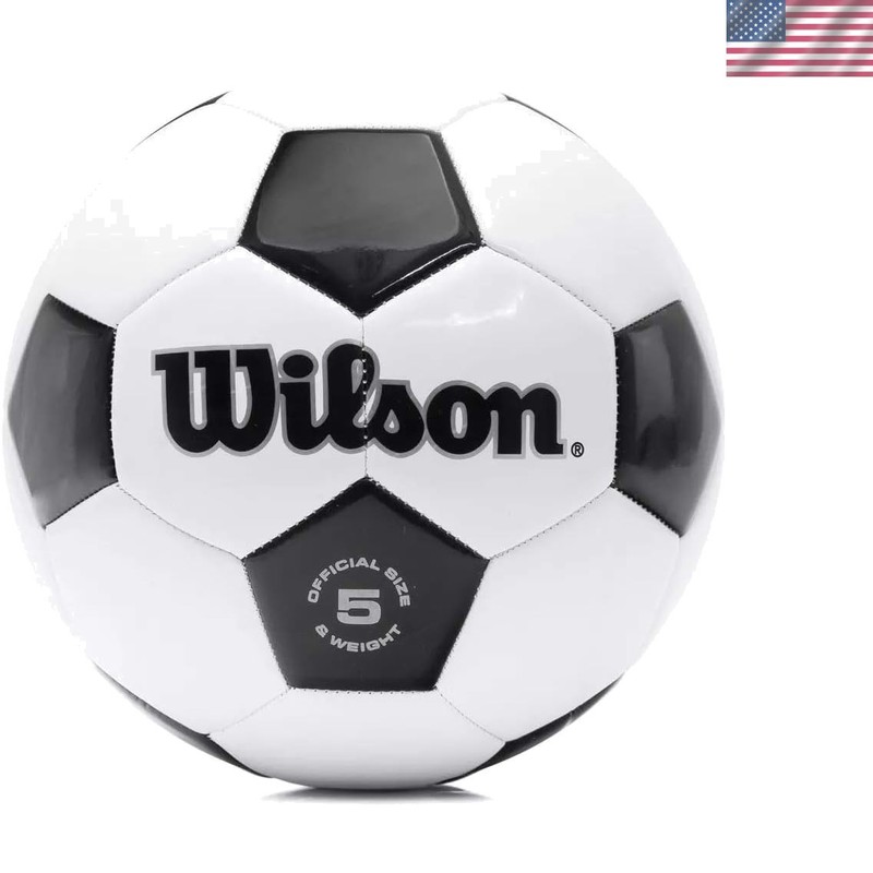 Professional Style Wilson Soccer Ball – Size 5, Black/White, Perfect for Adults