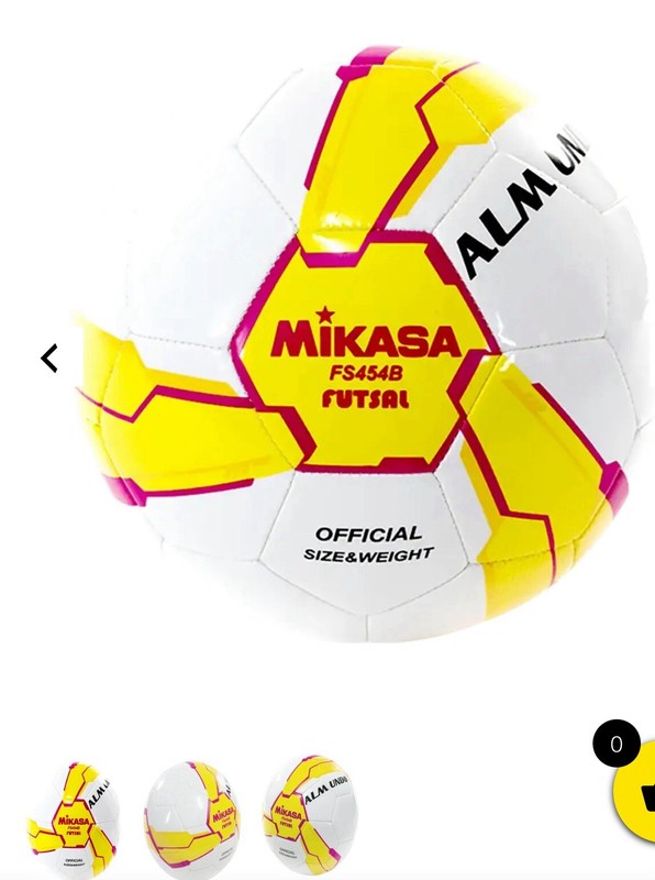 MIKASA FUTSAL BALL ONE SIZE WHITE/ORANGE/PINK/YELLOW COLOR FS454B-YP