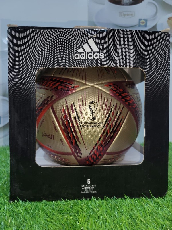 – Adidas Qatar Gold Soccer Ball – Size 5 – New in Box Stock in USA