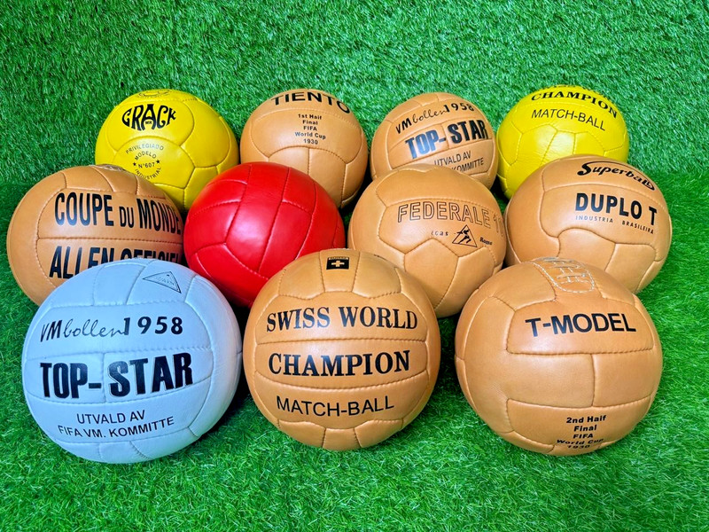 Historical MATCH ball set 11 pcs FIFA world cup 1930 to 1966 in leather size 5