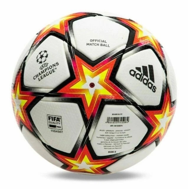Adidas UCL Pyrostorm Finale 21 Match Ball, Orange/White /Black/Yellow- GU0214