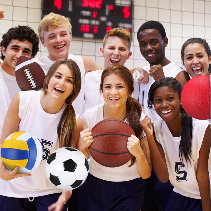6 Pcs Multi Sport Ball Set Official Size Football Basketball Soccer Volleybal... gallery