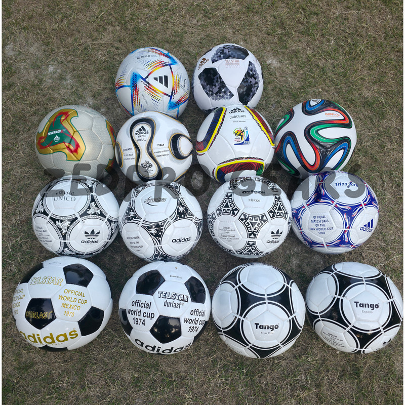 ADIDAS HISTORICAL FOOTBALL, SET OF 14 PCS FIFA WORLD CUP 1970 TO 2022 SIZE 5
