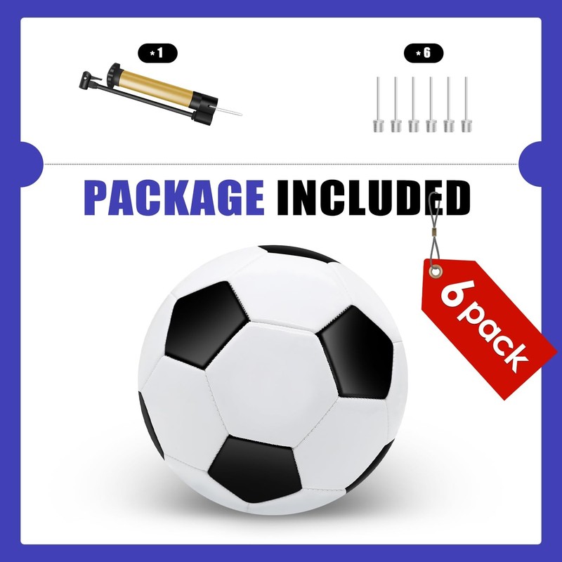 6 Pack Soccer Balls with Pump Needle, Size 3 Soccer Training Ball Practice fo... gallery