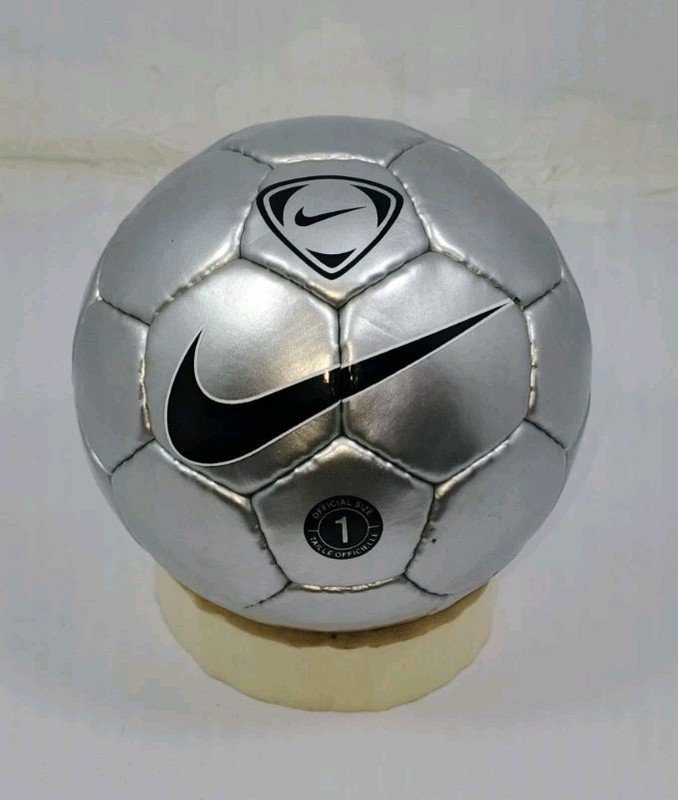 Mini Nike Silver Chrome Football Size 1 Handstitched Collectible Ball