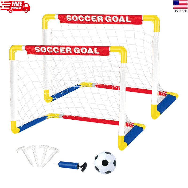 Play Day Foldable Soccer Set – 2 Folding Goals, Ball, Pump & Stakes – Ages 3+ NE