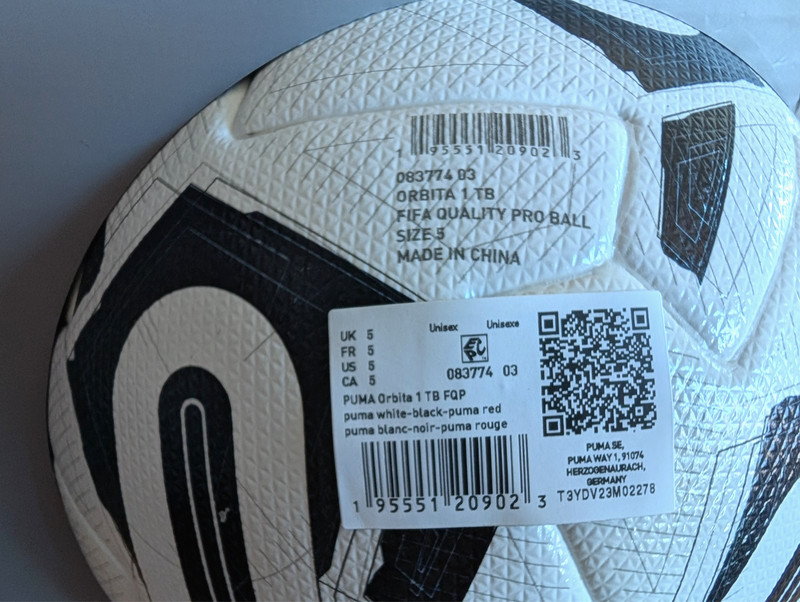 Puma Orbita 1 TB FIFA Quality Pro Ball Black White Red Size 5 Set of 3 NEW gallery