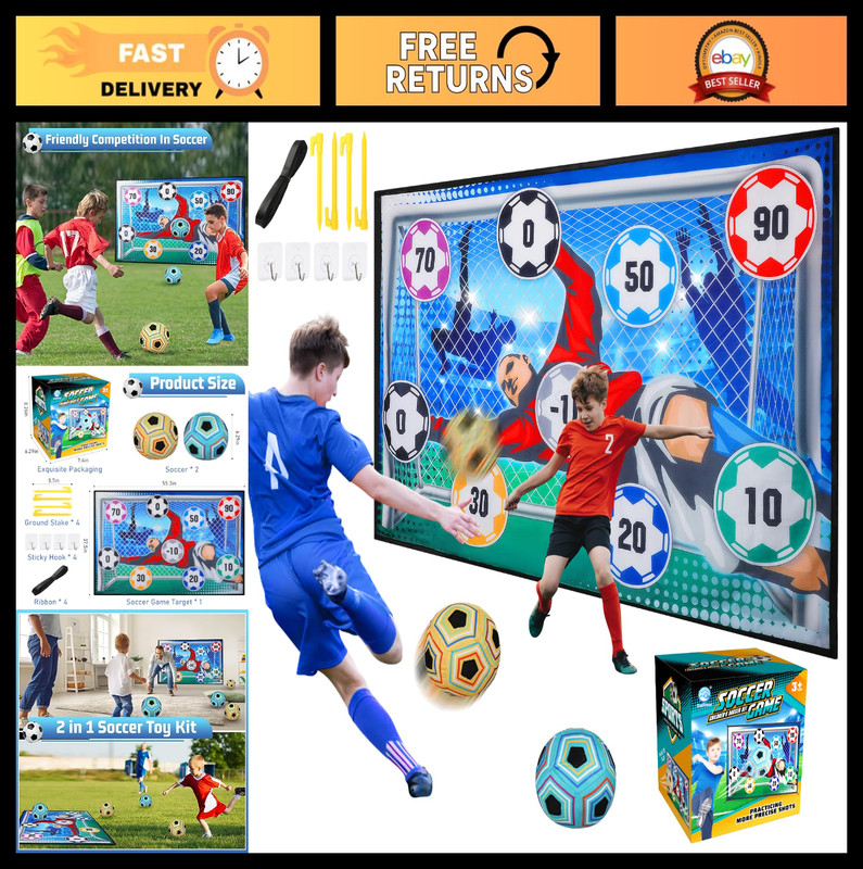 Indoor Outdoor Soccer Ball Game Set for Kids – 2 Balls, Target, Backyard Fun!