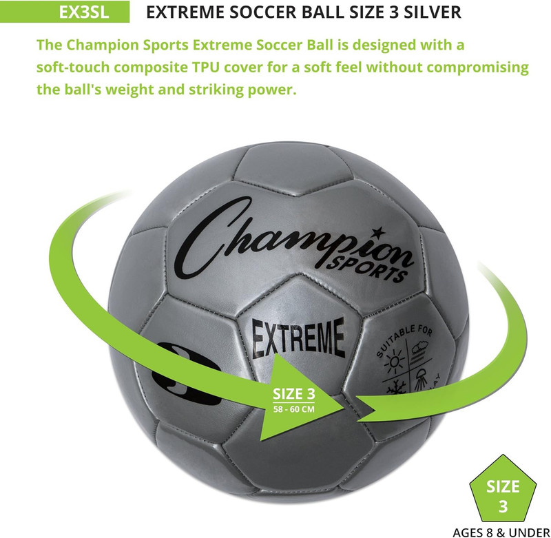 Extreme Series Soccer Ball – Sizes 3, 4, 5, Soft Touch, All Weather, High Air Re gallery