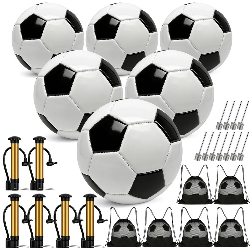 6 Pack Soccer Balls Size 5/4/3 Deflated Includes Soccer Ball with Pump and Ne…