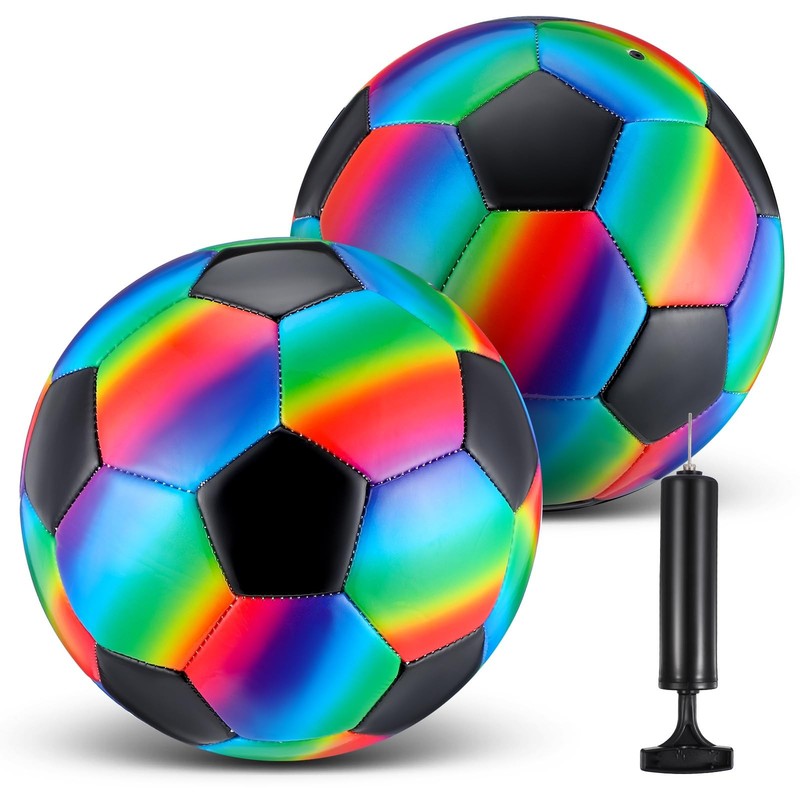 2 Pcs Operation Christmas Bulk Rainbow Soccer Ball with Pump Official Size In…