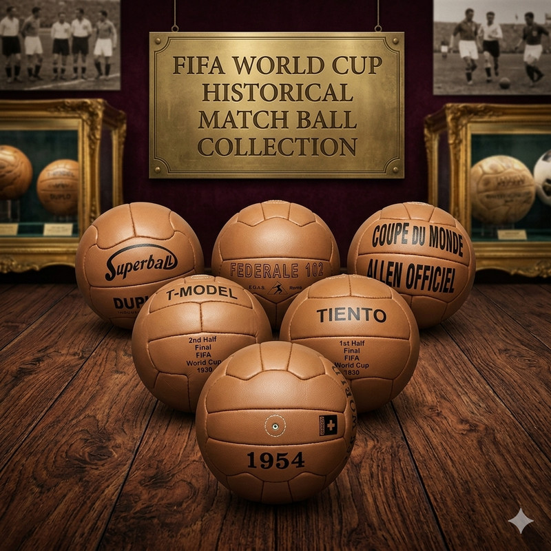 Historical football set 6 pcs FIFA world cup 1930 to 1954 in leather size 5
