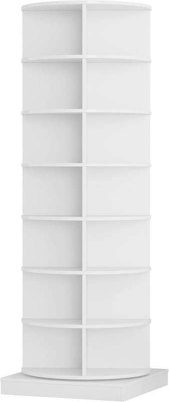 360° Spinning 7-Tier Shoe Rack Carousel - Stylish White Organizer for Entryway gallery