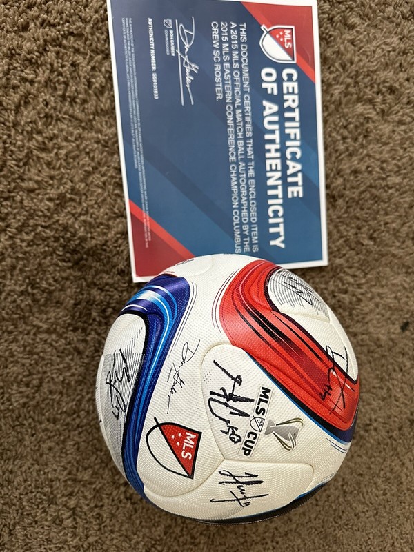 Adidas Mls Cup 2015 Autographed Columbus Crew Ball Certificate