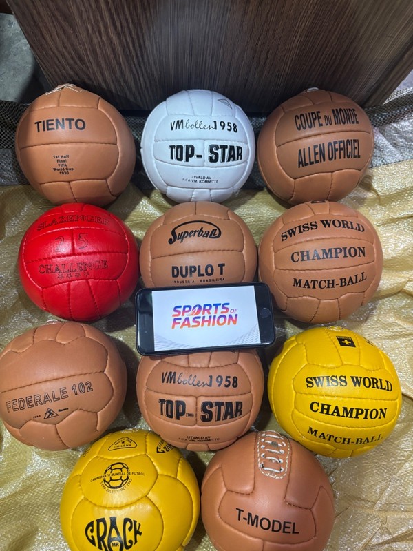 Historical mini ball set 11 pcs FIFA world cup 1930 to 1966 in leather size 1