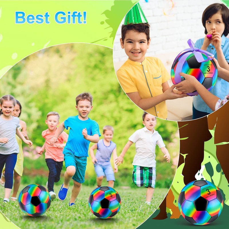 2 Pcs Operation Christmas Bulk Rainbow Soccer Ball with Pump Official Size In... gallery