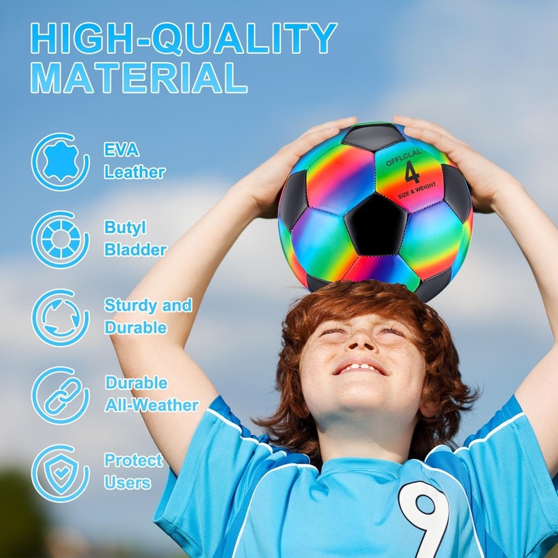 2 Pcs Operation Christmas Bulk Rainbow Soccer Ball with Pump Official Size In... gallery