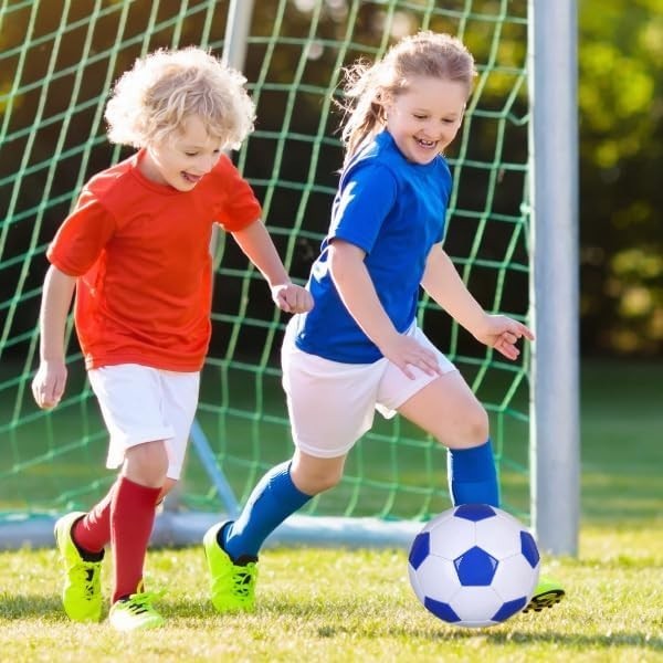 Soccer Ball Size 2,3,4,5 White Blue Outdoor and Indoor School Sports Activity... gallery
