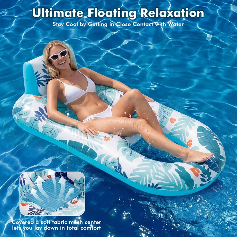2 Pack Inflatable Heavy Duty Pool Floats Lounger, Giant Pool Floats Adult Siz... gallery