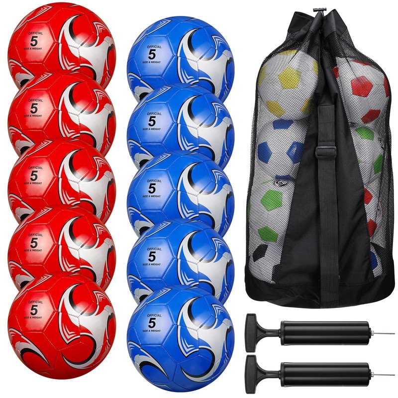 Libima 13 Pcs Soccer Ball Bulk 10 Pcs Official Size 5 Soccer Ball with 2 Pump…