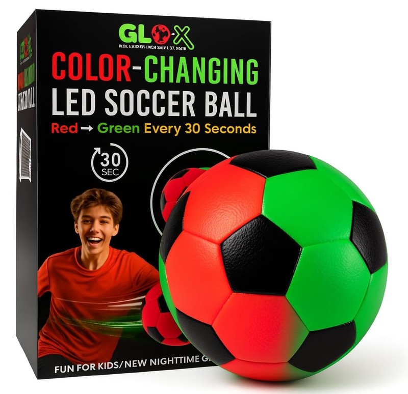 Glow in the Dark Soccer Ball – Size 5 Ball – Color Changing LED Light Up Soce…
